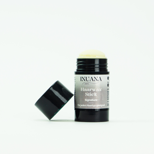 Geöffneter Haarwax Stick Signature als Kosmetik Stick für das Haarstyling von INUANA mit sichtbarem Wachs