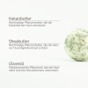 Übersicht der natürlichen Inhaltsstoffe wie Kakaobutter und Sheabutter für den Badezusatz von INUANA