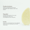 Festes Shampoo von INUANA neben einer Übersicht natürlicher Inhaltsstoffe wie Hyaluronsäure, Squalan und Inulin.