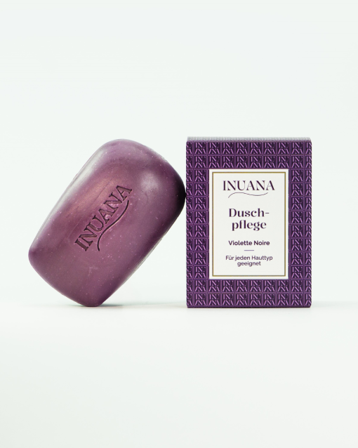 Feste Duschpflege Violette Noire von INUANA als ergiebige Seife für die tägliche Körperpflege.