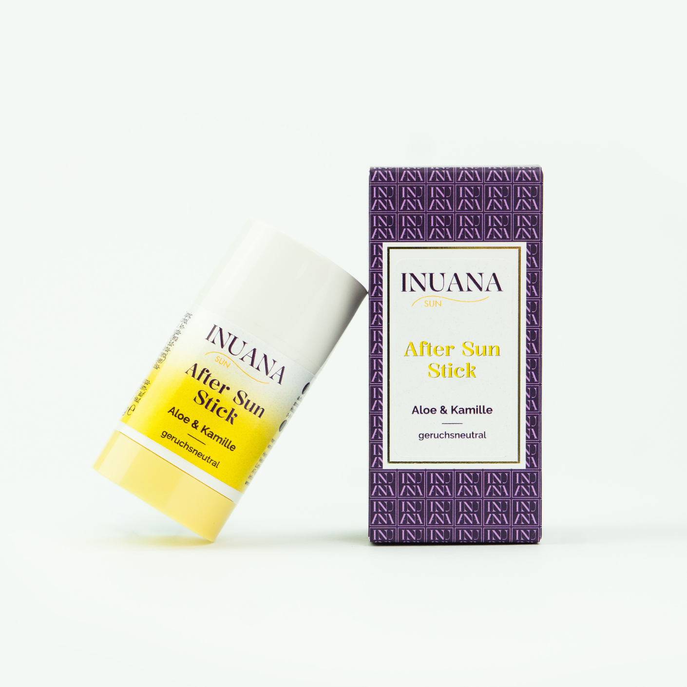 INUANA After Sun Stick mit beruhigender Aloe und Kamille zur natürlichen Körperpflege nach dem Sonnenbad.